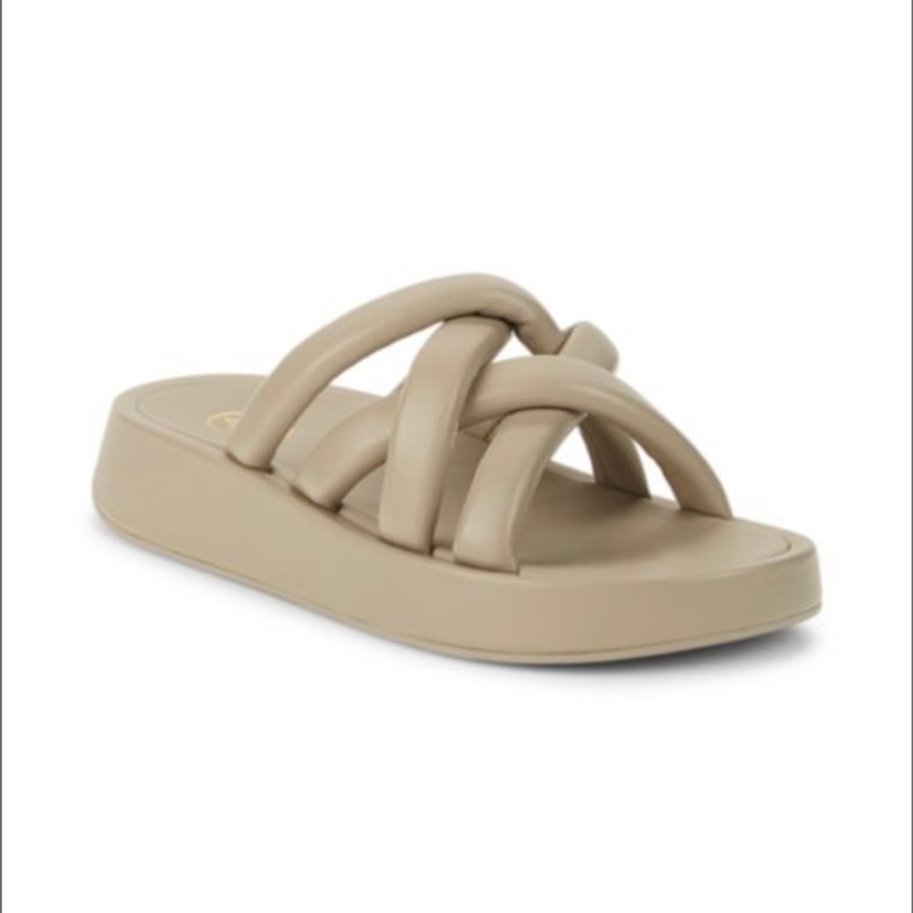 ASH crisscross leather platform slides. Worn only once. Sold out everywhere!